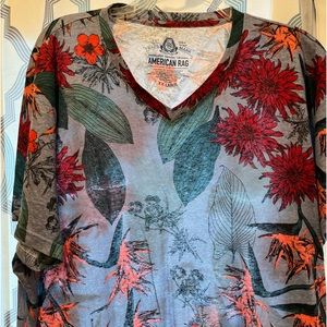 American rag floral print v neck t-shirt